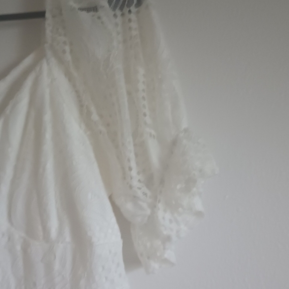 EillyBazar Short Sleeve White Lace Summer Dress Sz M. NWOT Bridal Shower Dress - Picture 6 of 7